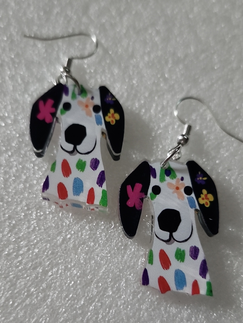 Hand Crafted Multicolor Dog Face Earrings